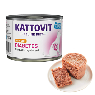 Kattovit Veterinary Diabetes КАТТОВІТ ДІАБЕТ повнораціонний вологий дієтичний корм для котів із цукровим діабетом і ожирінням банка