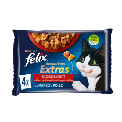 Набір консерв Felix Sensations Extras для кішок з яловичиною та куркою