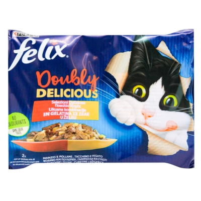 Набір консерв Felix Doubly Delicious для кішок з індичкою-печінкою та яловичиною-птицею