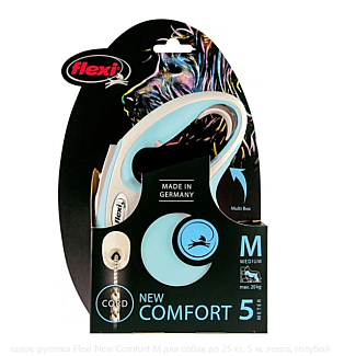 Flexi New Comfort  поводок-рулетка, лента, размер M, 5 м, голубой