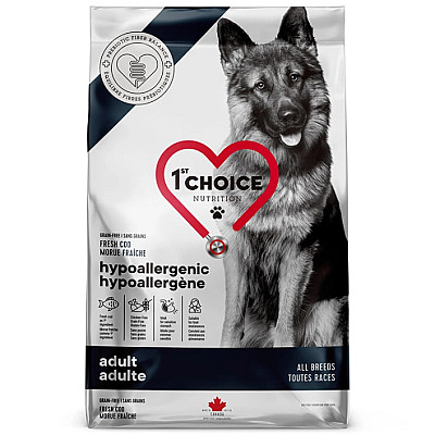 Сухий гіпоалергенний беззерновий корм для собак 1st Choice Adult Hypoallergenic Cod тріска