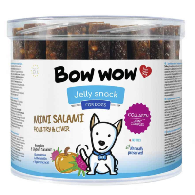 Ласощі для собак “Bow wow” палички міні-салямі з птицею та печінкою