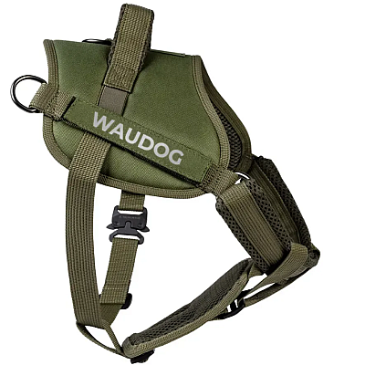 Шлея для службових собак Waudog PRO-2 світловідбивна металевий фастекс