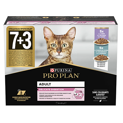 Консервований корм Purina Pro Plan Veterinary Diets Delicate Digestion Набір вологого корму для дорослих котів із чутливим травленням