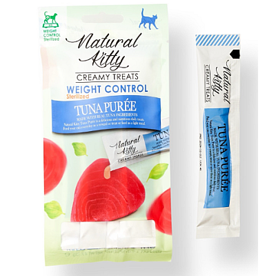 Натуральные функциональные крем-снеки для кошек Natural Kitty Functional Creamy Treat Tuna Puree Weight Control/Sterilised – Пюре из тунца