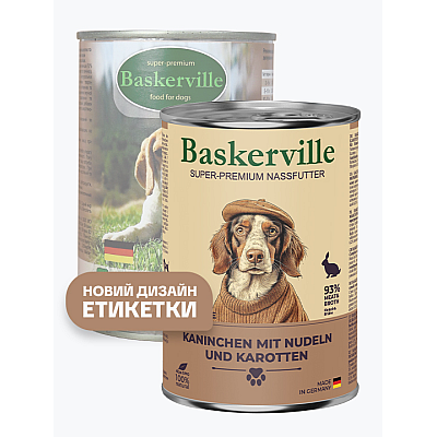 Консерва для собак Baskerville з Кроликом, локшиною та морквою