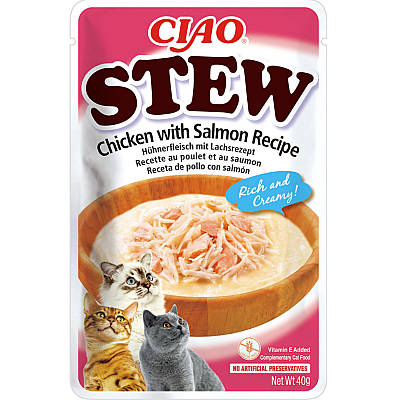 INABA "CIAO Stew" вологий корм для котів, з тушкованою куркою та лососем