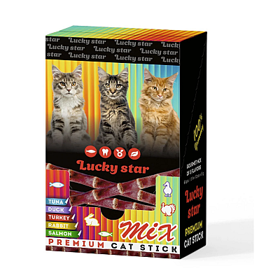 Lucky Star мікс жувальних паличок для котів "П'ять смаків" в шоубоксі