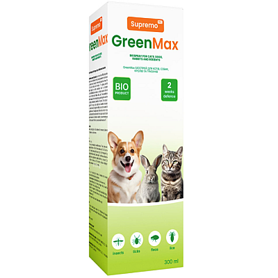 GreenMax Протипаразитарний біоспрей з диметиконом для собак, котів кролів та гризунів