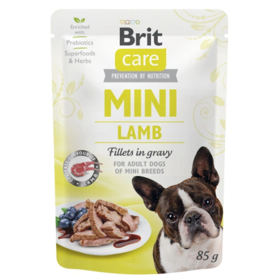 Вологий корм з ягням філе в соусі Brit Care Mini Lamb для собак мініатюрних порід пауч