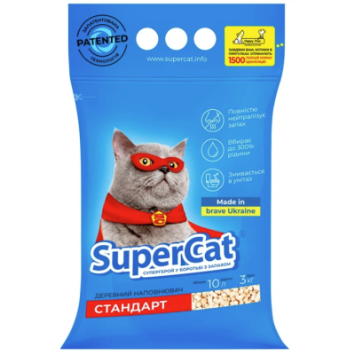 SuperCat древесный наполнитель, стандарт, синий