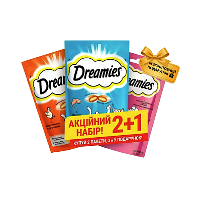 Dreamies Набір ласощі для кішок з куркою, лососем і яловичиною