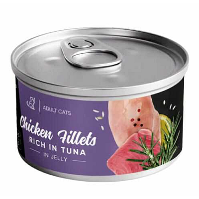 Влажный корм для взрослых кошек Savory Chicken Fillets rich in Tuna in Jelly for Adult Cats филе курицы с тунцом в желе