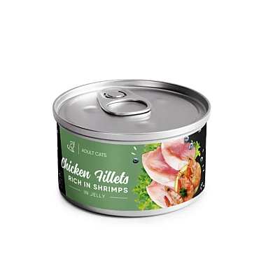 Вологий корм для дорослих котів Savory Chicken Fillets rich in Shrimp in Jelly for Adult Cats філе курки з креветками в желе