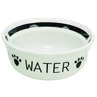 Миска Trixie Water керамічна для собак біло-чорна, 0.25 діаметр 13 см