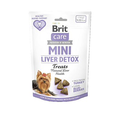 Ласощі Brit Care Mini Treats Liver Detox для собак малих порід детокс печінки індичка смак чорниця