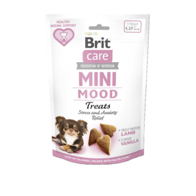 Ласощі Brit Care Mini Treats Mood для собак малих порід проти стресу ягня смак ваніль