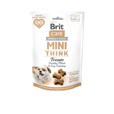 Ласощі Brit Care Mini Treats Think для собак малих порід для розумових здібностей індичка смак арахісове масло