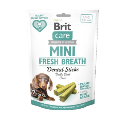 Ласощі Brit Care Mini Treats Fresh Breath для собак малих порід для зубів і свіжості подиху