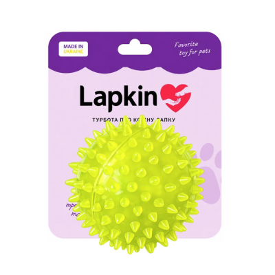 Іграшка Lapkin м'яч шипований з пищалкою для собак і котів жовтий