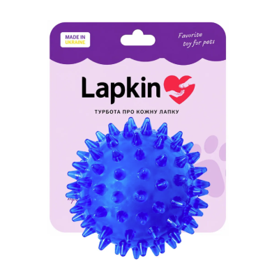 Іграшка Lapkin м'яч шипований з пищалкою для собак і котів синій