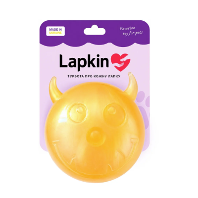 Іграшка Lapkin м'яч чортик з пищалкою для собак золотий