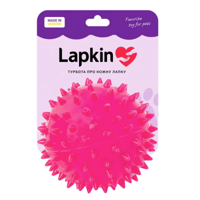 Іграшка Lapkin м'яч шипований з пищалкою для собак і котів рожевий