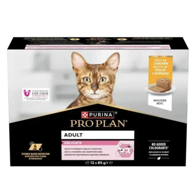 Pro Plan Delicate консерви для кішок із чутливим травленням, з куркою