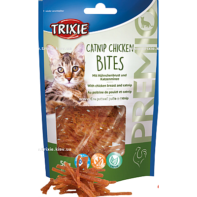 Ласощі Trixie для котів Тріксі Преміо "Catnip Chicken Bites" з курячим філе та котячою м'ятою