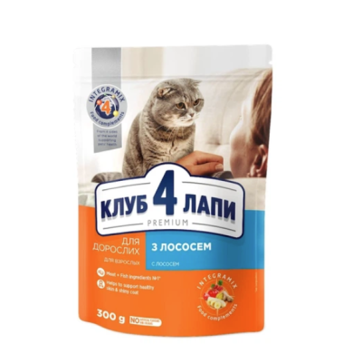 Сухой корм для взрослых кошек Club 4 Paws премиум с лососем