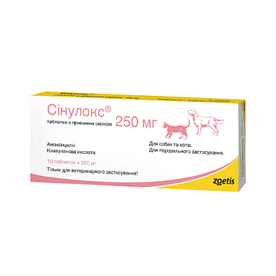 Synulox (Сінулокс) для собак і кішок 250 мг