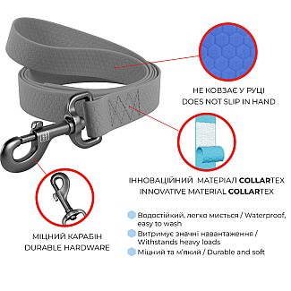 Повідець для собак водостійкий WAUDOG Waterproof, чорний, S (15 мм (500 см))