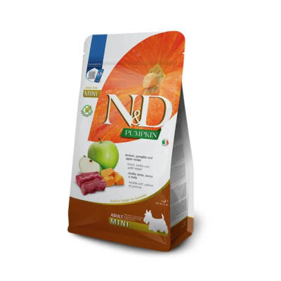 Беззерновий сухий корм Farmina N&D Grain Free Pumpkin Adult Mini для дорослих собак малих порід, з олениною та яблуком