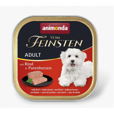 Корм Vom Feinsten Adult with Beef + Turkey hearts консервований д/соб з яловичиною і індичими серцями