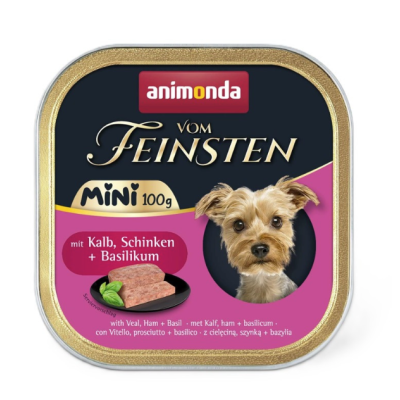 Корм вологий Vom Feinsten Adult Mini для собак міні порід з телятиною, шинкою + базилік