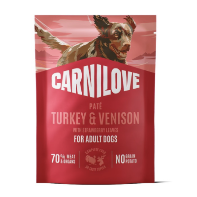 Корм вологий Carnilove Turkey & Venison with Stawberry Leaves для собак паштет індичка та оленина з листям полуниці