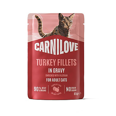 Корм вологий Carnilove Gravy Turkey with Valerian для котів індичка і валеріана в соусі