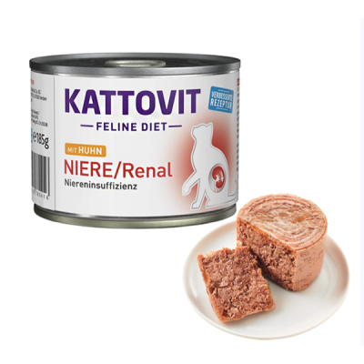 Kattovit Veterinary Niere Renal Chicken КАТТОВІТ РЕНАЛ КУРКА повнораціонний вологий дієтичний корм для котів із захворюваннями нирок банка
