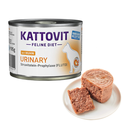 Kattovit Veterinary Urinary Chicken КАТТОВІТ УРІНАРІ КУРКА повнораціонний беззерновий вологий дієтичний корм для котів із захворюваннями нижніх сечовивідних шляхів банка
