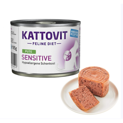 Kattovit Veterinary Sensitive Turkey КАТТОВІТ СЕНСИТИВ ІНДИЧКА повнораціонний беззерновий вологий дієтичний корм для котів із харчовою непереносимістю