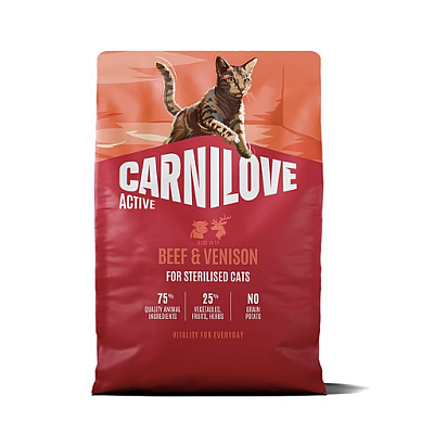 Корм сухий Carnilove Active Beef & Venison Sterilised для стерилізованих котів яловичина та оленина