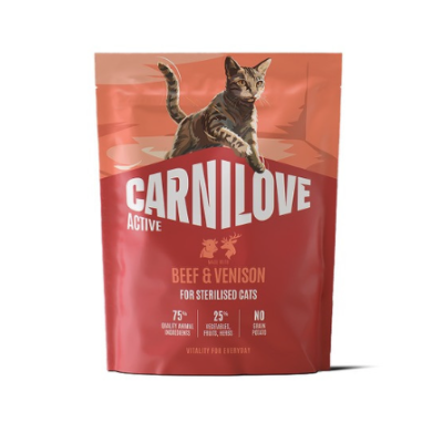 Корм сухий Carnilove Active Beef & Venison Sterilised для стерилізованих котів яловичина та оленина