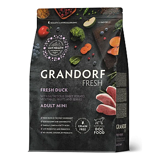 Сухий беззерновий корм Grandorf Fresh Dog Adult Mini Duck and Sweet Potato - для дорослих собак малих порід, з качкою та бататом, 1 кг