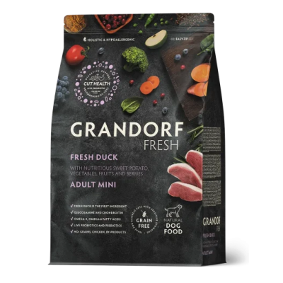 Сухий беззерновий корм Grandorf Fresh Dog Adult Mini Duck and Sweet Potato - для дорослих собак малих порід, з качкою та бататом