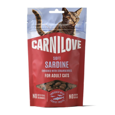 Ласощі для кішок Carnilove Soft Snack Sardine with Strawberry сардина і полуниця