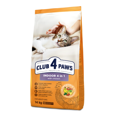 Сухий корм CLUB 4 PAWS PREMIUM Клуб 4 лапи 4 в 1 для дорослих кішок, що живуть в приміщенні