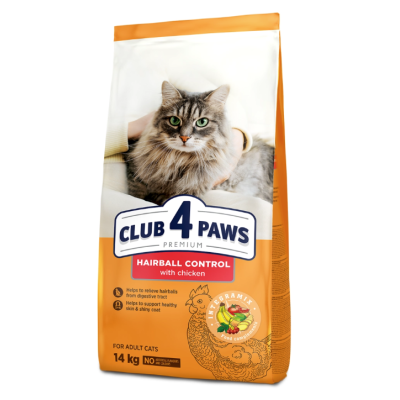 Сухий корм CLUB 4 PAWS PREMIUM "Клуб 4 лапи" з ефектом виведення шерсті з травної системи для дорослих кішок