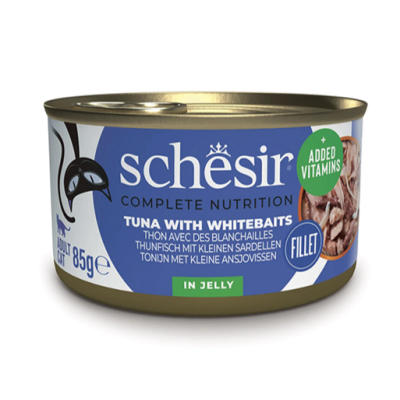 Schesir Tuna Whitebaits ШЕЗИР ТУНЕЦЬ З МАЛЬКАМИ натуральні консерви для кішок, вологий корм тунець з мальками у власному соку