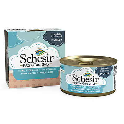 Schesir ТУНЕЦ С АЛОЭ (Tuna Aloe Kitten) влажный корм консервы для котят, банка