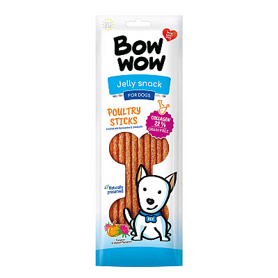 Ласощі  для собак"Bow wow"протеїнові палички яловичина,птиця,томати та габруз